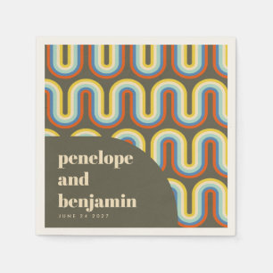 Groovy Retro 70er Kunstvoll wandern Serviette