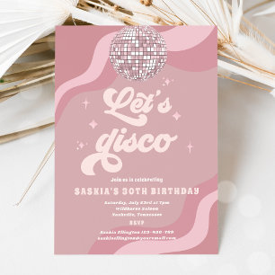 Groovy Retro 70er Let's Disco Geburtstagsparty Einladung