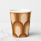 Groovy Retro 70er Muster Design in Braun Hochzeit Pappbecher (Rückseite)