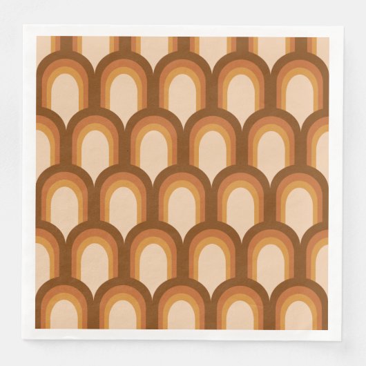 Groovy Retro 70er Muster Design in Braun Hochzeit Serviette (Vorderseite)