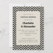 Groovy Retro 70er Muster in Black Couples Dusche Einladung (Vorderseite)