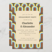 Groovy Retro 70er Olive Pattern Engagement Party Einladung (Vorne/Hinten)