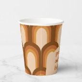 Groovy Retro 70er Pattern Brown Individuelle Name Pappbecher (Rechts)