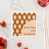 Groovy Retro 70er Pattern Brown Individuelle Name Serviette (Beispiel)