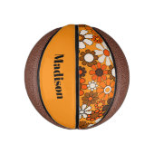 Groovy Retro 70er Personalisiert für ihre Bloral Mini Basketball (Vertikal)
