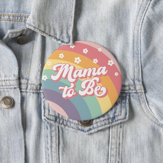 Groovy Retro 70er Rainbow Baby Shower Button (Beispiel)