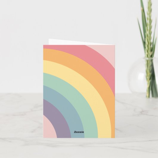 Groovy Retro 70er Rainbow Baby Shower Dankeskarte (Rückseite)