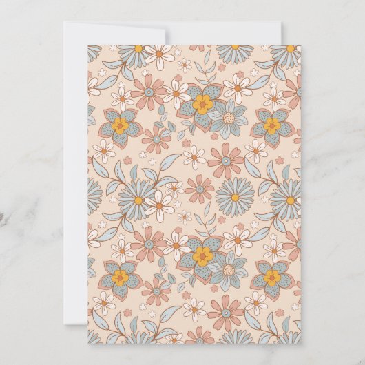 Groovy Retro 70er | Rainbow Baby Shower Einladung (Rückseite)