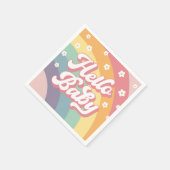 Groovy Retro 70er Rainbow Baby Shower Serviette (Ecke)