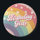 Groovy Retro 70er Rainbow Birthday Girl Button<br><div class="desc">Mit diesem 70er-Button zum Regenbogengeburtstag fügen Sie Ihrem kleinen Geburtstagsdekor eine Touch hinzu.</div>