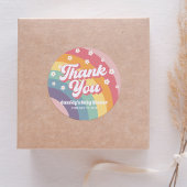 Groovy Retro 70er Rainbow Daisy Baby Shower Runder Aufkleber