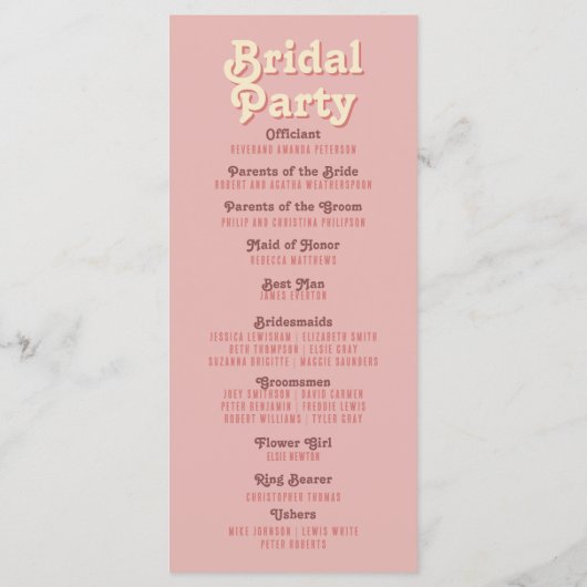 Groovy Retro 70er Summer Wedding Program Programm (Rückseite)