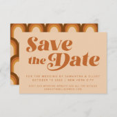 Groovy Retro 70er Typografie Rainbow Pattern Brown Save The Date (Vorne/Hinten)