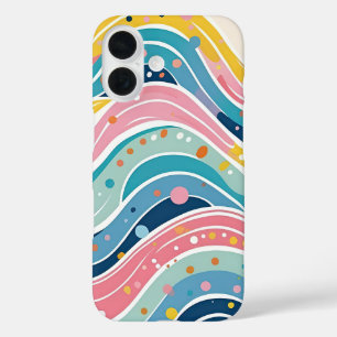 Groovy Retro 70er Wavy Abstrakt iPhone 16 Hülle