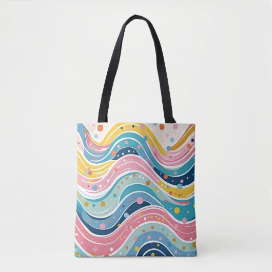 Groovy Retro 70er Wavy Abstraktes Muster Tasche (Vorderseite)