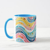 Groovy Retro 70er Wavy Abstraktes Muster Tasse (Links)
