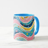 Groovy Retro 70er Wavy Abstraktes Muster Tasse (VorderseiteRechts)