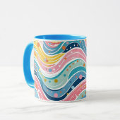 Groovy Retro 70er Wavy Abstraktes Muster Tasse (Vorderseite Links)