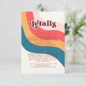 Groovy Retro 70er Wavy Lines Wedding Details Card RSVP Karte (Stehend Vorderseite)