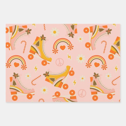 Groovy Retro 70er Weihnachten Geschenkpapier Set (Vorderseite 3)