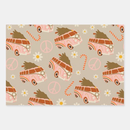 Groovy Retro 70er Weihnachten Geschenkpapier Set (Vorderseite 2)
