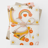 Groovy Retro 70er Weihnachten Geschenkpapier Set (Beispiel)