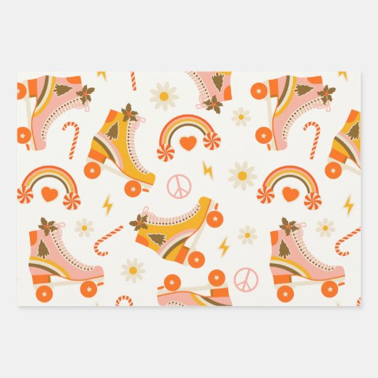 Groovy Retro 70er Weihnachten Geschenkpapier Set (Vorderseite)