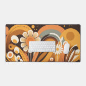 Groovy Retro 70s Abstract Floral  Schreibtischunterlage (Tastatur & Maus)