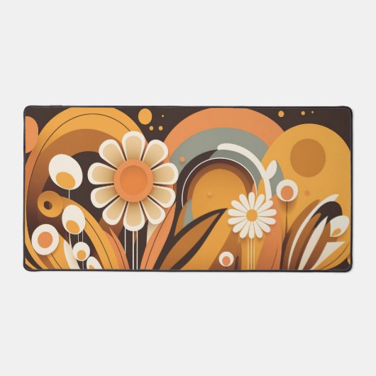 Groovy Retro 70s Abstract Floral  Schreibtischunterlage (Vorderseite)