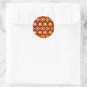 Groovy retro 70s boho hippie orange flower pattern runder aufkleber (Tasche)