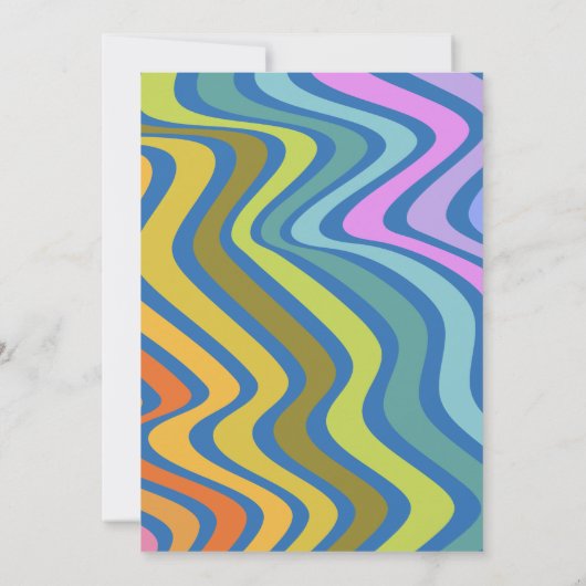 Groovy Retro Abstrakt Rainbow Blue Brautparty Einladung (Rückseite)