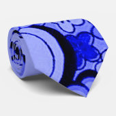 Groovy Retro abstrakte Blumen-Saphir-Blau-Krawatte Krawatte (Gerollt)