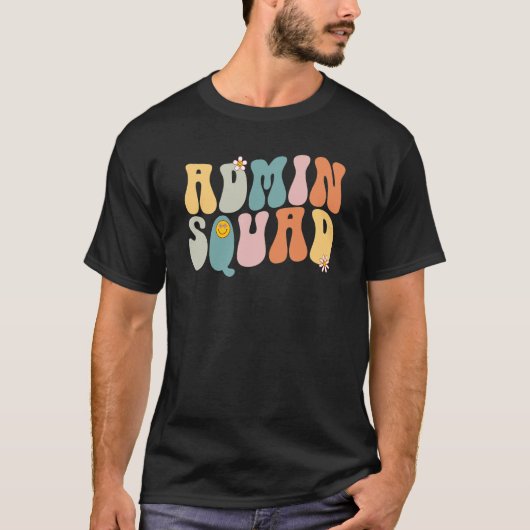 Groovy Retro Admin-Team Schulsekretärin Retro von T-Shirt (Vorderseite)