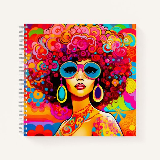 Groovy Retro Afro Chic Pop Art Notizblock (Vorderseite)