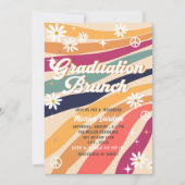 Groovy Retro Aquarell Abschluss Brunch Einladung (Vorderseite)