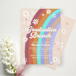 Groovy Retro Aquarell Abschluss Brunch Einladung