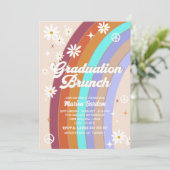 Groovy Retro Aquarell Abschluss Brunch Einladung (Stehend Vorderseite)