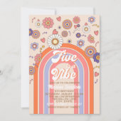 Groovy Retro Aquarell Five ist ein vibe Baby cel Einladung (Vorderseite)
