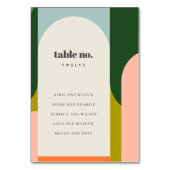 Groovy Retro Arch Abstrakte kühle Hochzeitssitze Tischnummer (Rückseite)