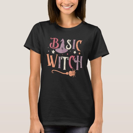Groovy Retro Basic Hexe Spooky Jahreszeit Hallowee T-Shirt (Vorderseite)