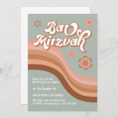 Groovy Retro Bat Mitzvah Einladung (Vorne/Hinten)