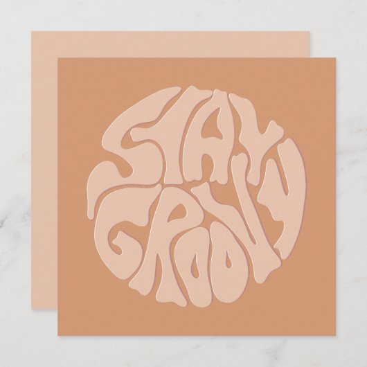 Groovy Retro Beige Flachkarte bleibe (Vorne/Hinten)