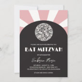 Groovy Retro Black Pink Disco Bat Mitzvah Einladung (Vorderseite)