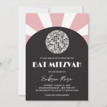 Groovy Retro Black Pink Disco Bat Mitzvah