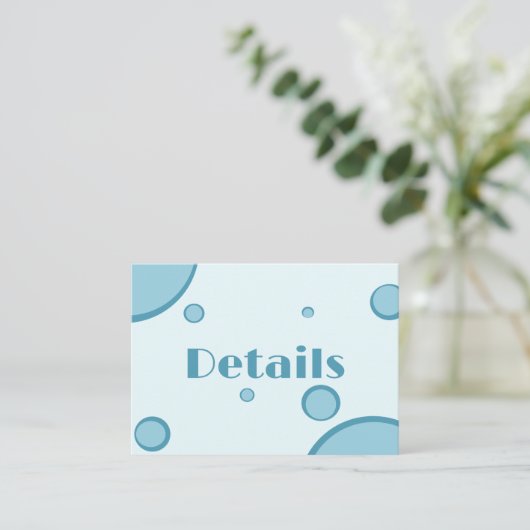 Groovy Retro Blue Circles 70er Wedding Detail Begleitkarte (Stehend Vorderseite)