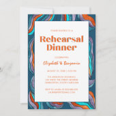 Groovy Retro Blue Foto Hochzeit Probe Dinner Einladung (Vorderseite)