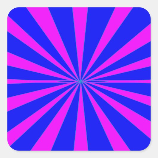 Groovy Retro Blue & Pink Hintergrund Quadratischer Aufkleber (Vorderseite)