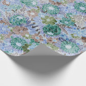 Groovy Retro Blue Protea und Daisy Muster Geschenkpapier (Ecke)