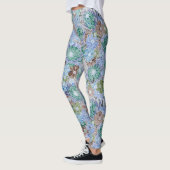 Groovy Retro Blue Protea und Daisy Muster Leggings (Links)