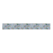 Groovy Retro Blue Protea und Daisy Pattern Ripsband (Vorderseite)